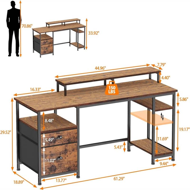 Computer Desk with Shelves
