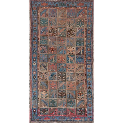 Garden Design Blue Bakhtiari Persian Vintage Rug Handmade Wool Carpet - 4'8"x 9'5"