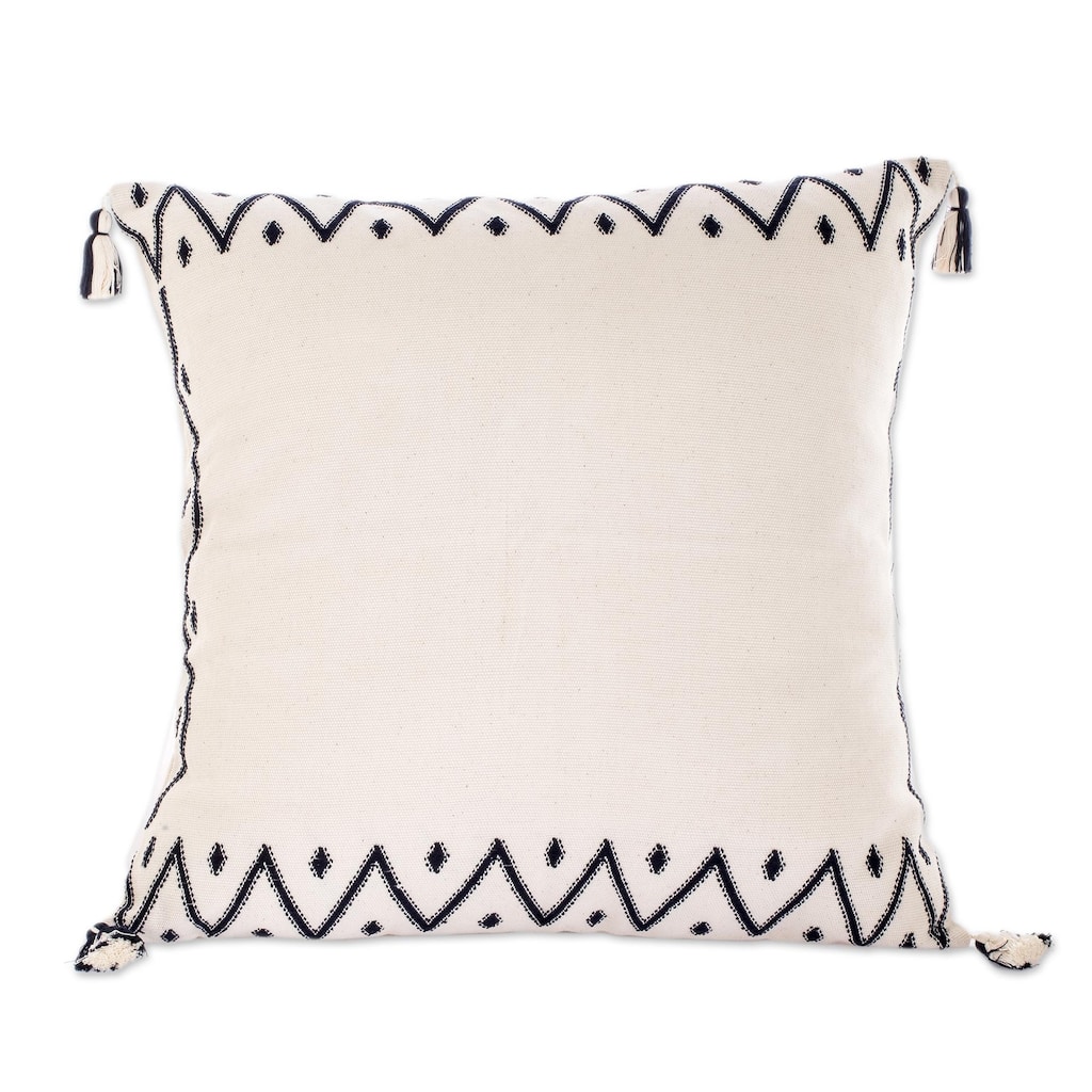 Novica Handmade Zig Zag Waves Cotton Throw Pillow Cover