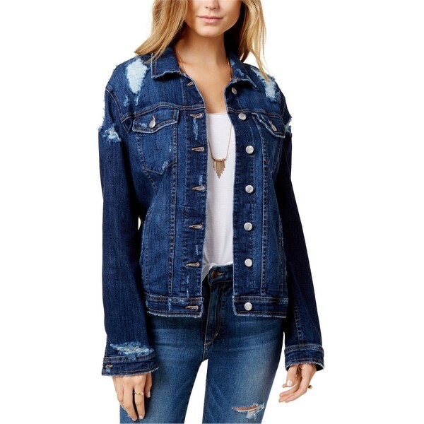 black denim jacket womens ripped