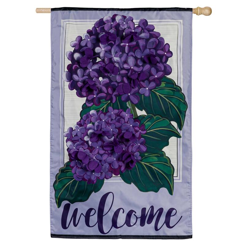 Hydrangea Welcome House Applique Flag