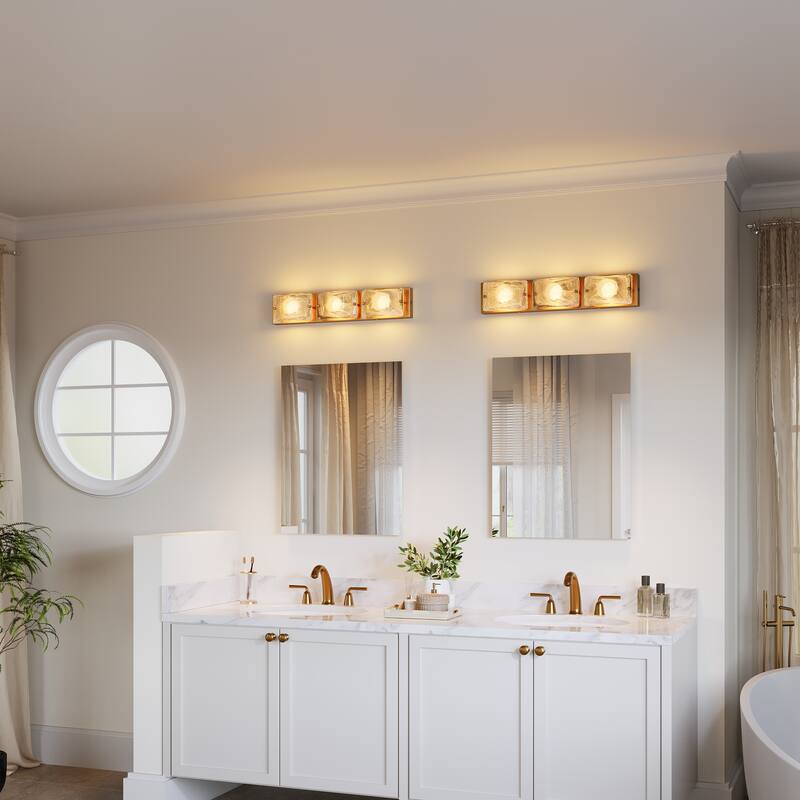 3 Tiles Cloud Glass Bathroom LED Vanity Light with 3CCT Adjustable