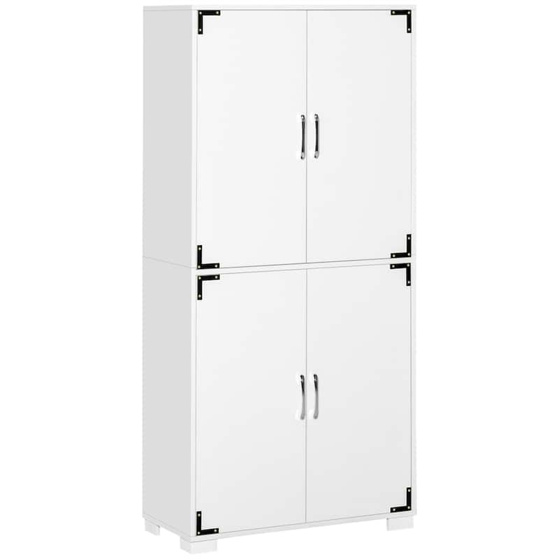 Industrial Kitchen Pantry Cabinet w/ 4 Door Cupboard & Storage Shelves