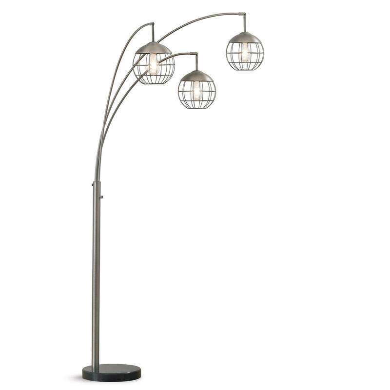 Metro 3-light Wire Shade LED Dimmable Arch Floor Lamp