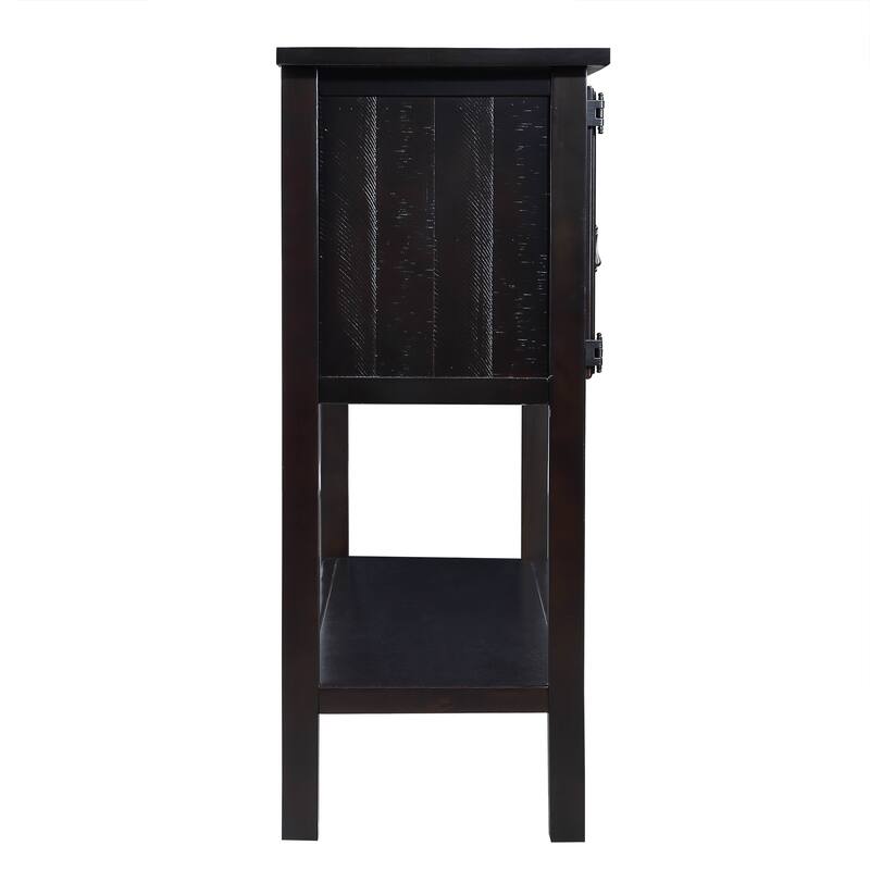 Solid Wood Sideboard Console Table with Drawers Cabinets and Bottom Shelf