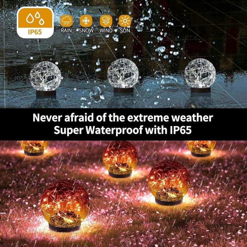 Solar Globe Lights Outdoor Waterproof-Solar Balls Garden - 4 Globes