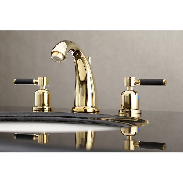 slide 2 of 2, Kaiser 8 in. Widespread Bathroom Faucet in Polished Brass Polished Brass