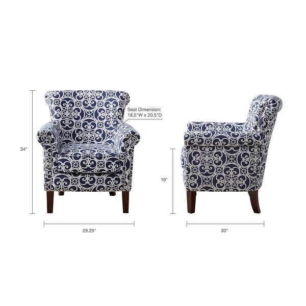 Madison Park Miri Navy/White Tight Back Club Chair
