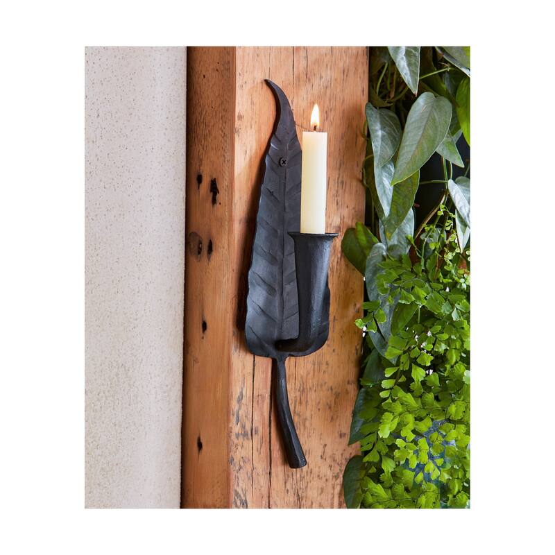 Leaf & Flower Sconce Taper Candle Holder, 2.5L x 3.54W x 13.0H inches