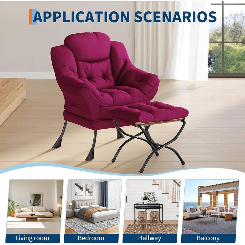 Lazy Chair and Ottoman, with Side Pocket and Arm