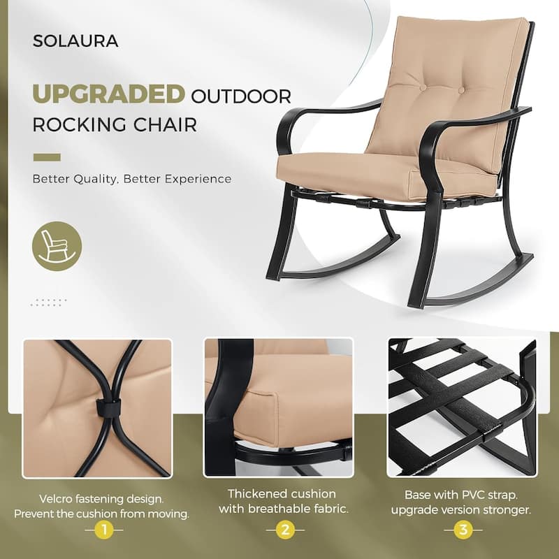 Solaura 3-piece Outdoor Patio Rocking Chairs Conversation Bistro Set