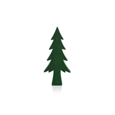 Kazuko Green Flocked Ceramic Trees, Set of 3