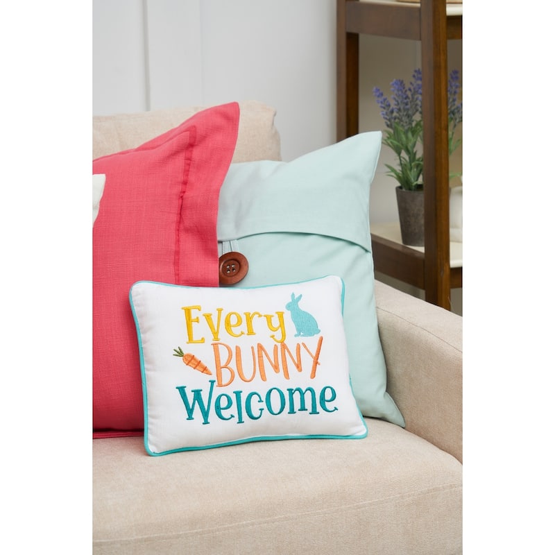 9" x 12" Every Bunny Welcome Embroidered Throw Pillow