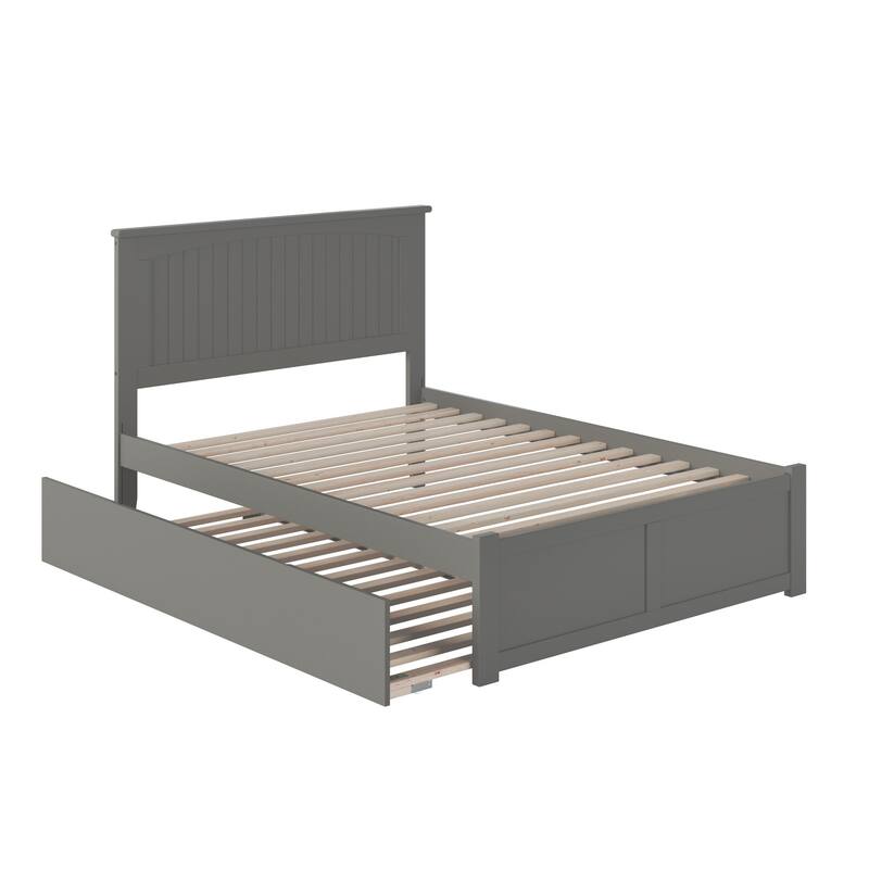 Nantucket King Solid Wood Platform Bed with Footboard & Twin XL Trundle in Grey