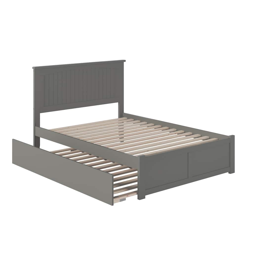 Nantucket King Solid Wood Platform Bed with Footboard & Twin XL Trundle in Grey