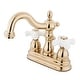 preview thumbnail 15 of 19, Kingston Brass Heritage 1.2 GPM Deck Mounted Centerset Bathroom Faucet Polished Brass
