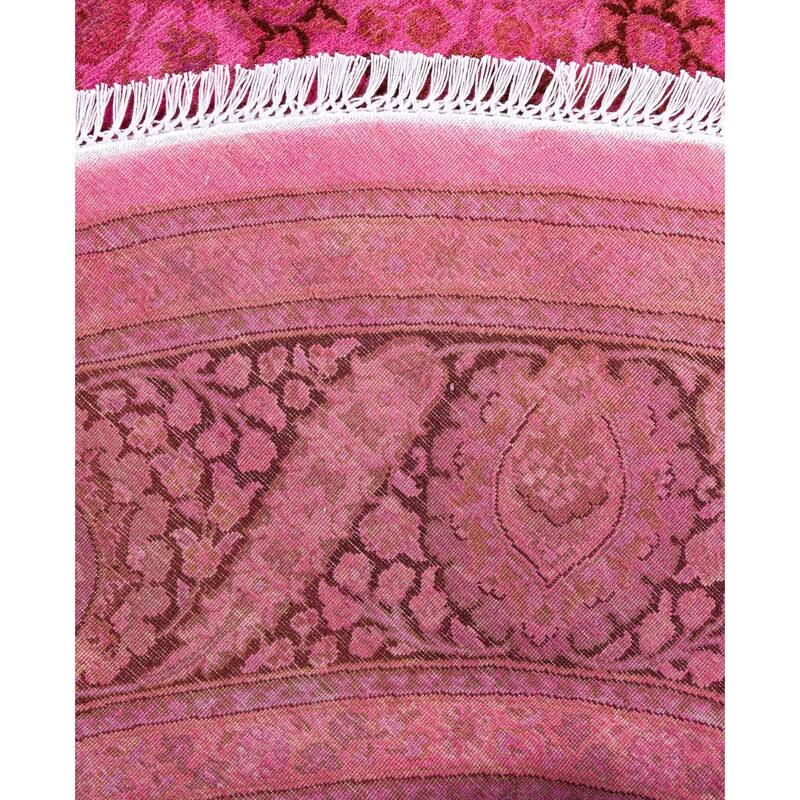 Overdyed One-of-a-Kind Hand-Knotted Round Area Rug - Pink - 7' 1" x 7' 1"