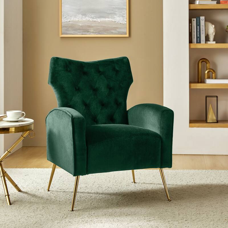 Abadiana Accent Tufted Chair with Metal Base by HULALA HOME