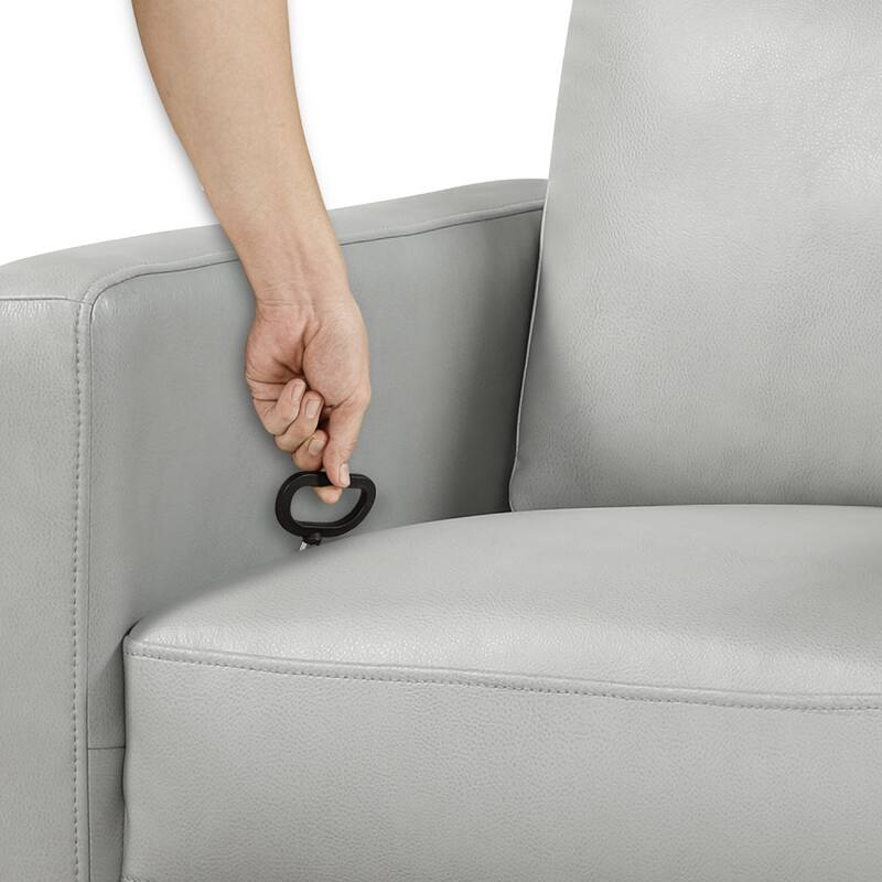 Yujo Recliner Chair, Manual, 30 Inch, Gray Faux Leather, 360 Swivel