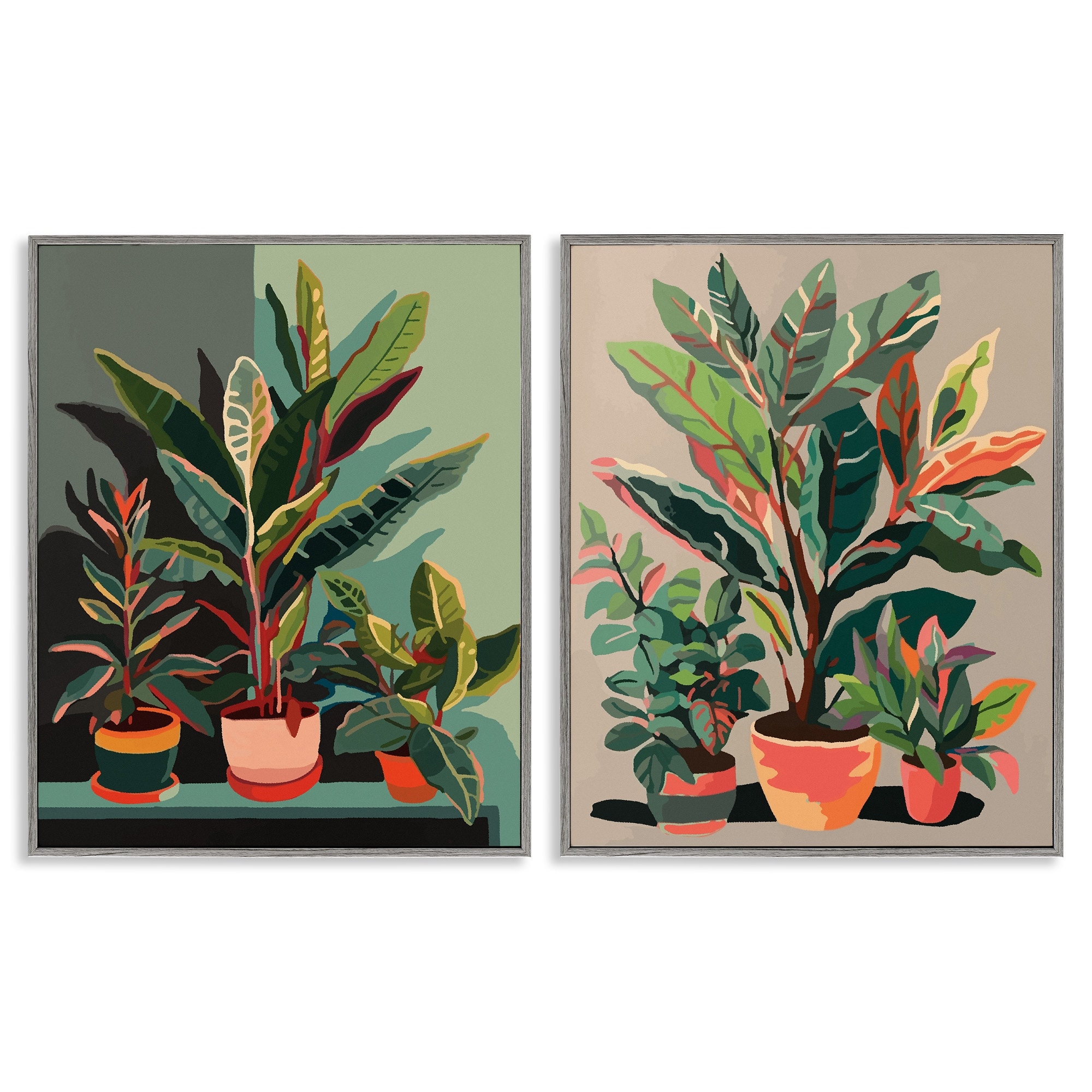 Stupell Various House Plants 2 Piece Framed Giclee Art Set Design by Ziwei Li