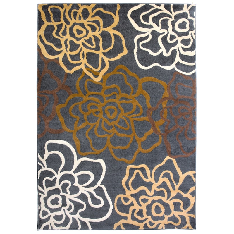 World Rug Gallery Contemporary Modern Floral Flowers Area Rug