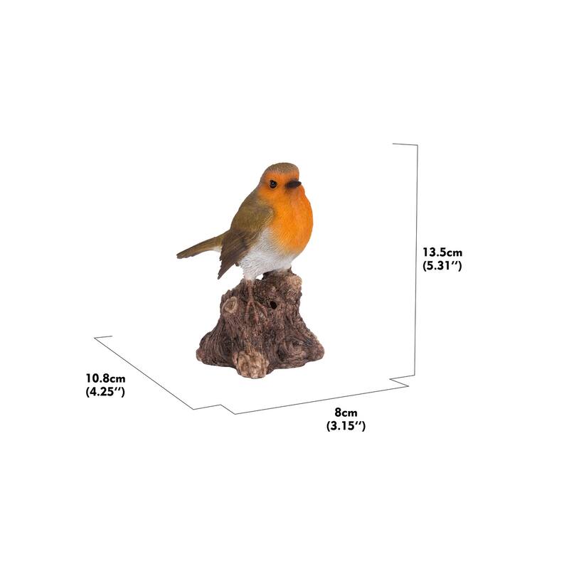 Battery Operated Singing Robin Outdoor Garden Statue - 5.25"