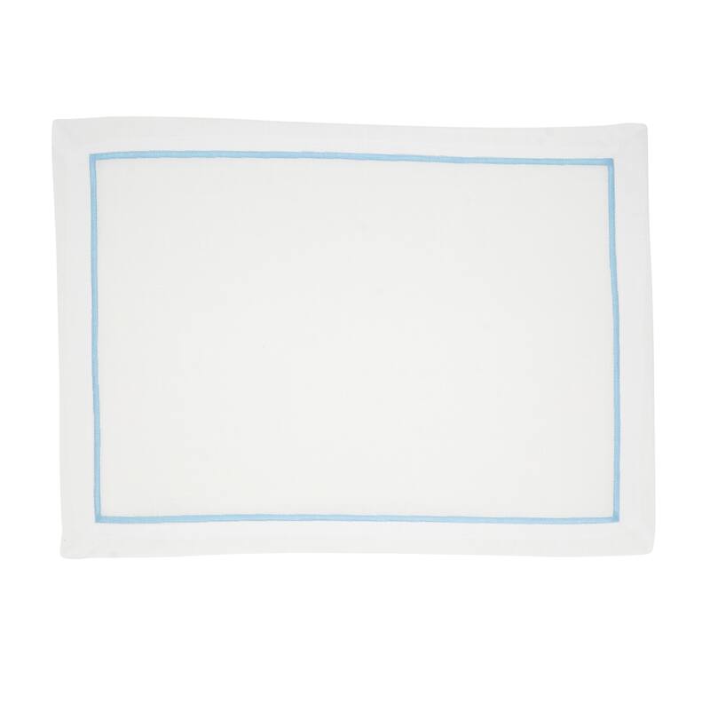 Embroidered Line Design Placemat (Set of 4) - 14"x20" - Aqua
