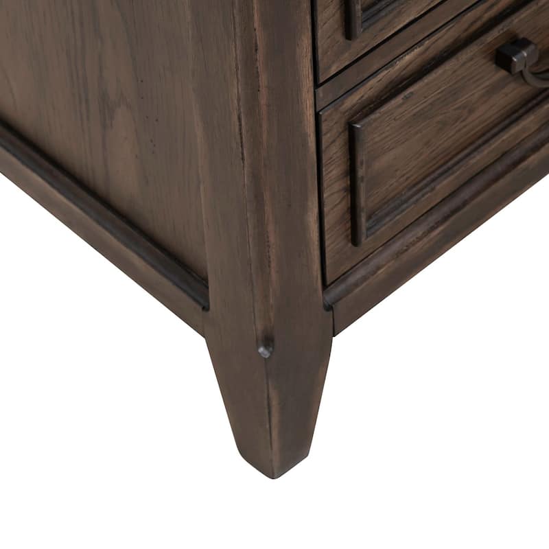Paradise Valley Saddle Brown Nightstand with Charging Station