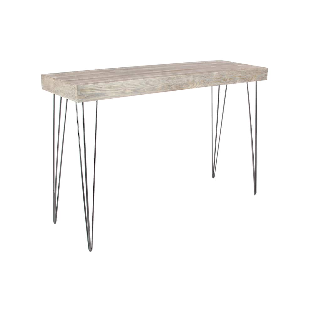 Wood Rectangular Console Table with Black Metal Hairpin Legs - Brown - Roche River Decor - 15"W x 47"L x 31"H