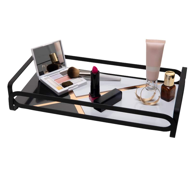 Home Details Color Block Vanity Tray in Matte Black - 12.8"x 6.65"x 2.5"