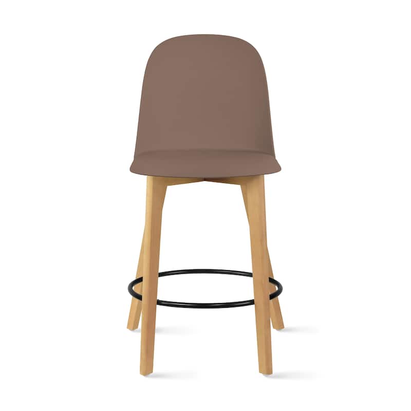 Set of 2 Designer Eiffel Chairs Counter Stools With Backs Side Molded Shell Kitchen Office Dining Dowel Bar Patio