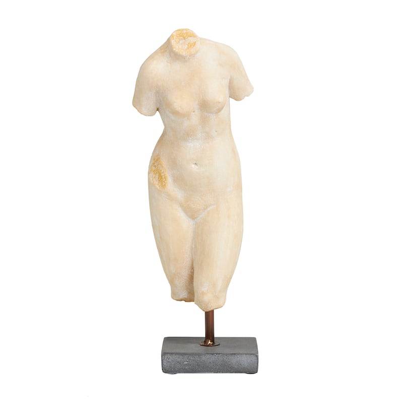 Cream Polystone Woman Decorative Sculpture