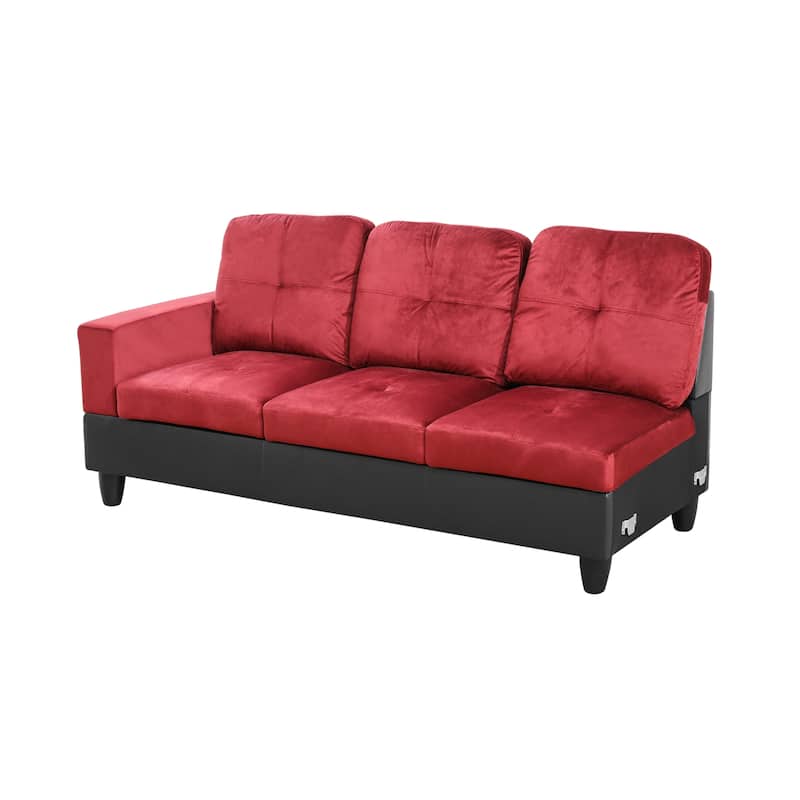 Red Flannel And PVC 3-Piece Couch Living Room Sofa Set