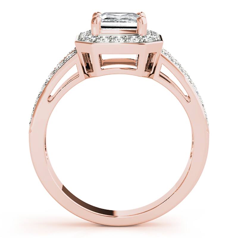 Auriya 14k Rose Gold Lab Grown Princess Diamond Halo Engagement Ring 0.50 to 5.00 ct. tw. (F-G VS)