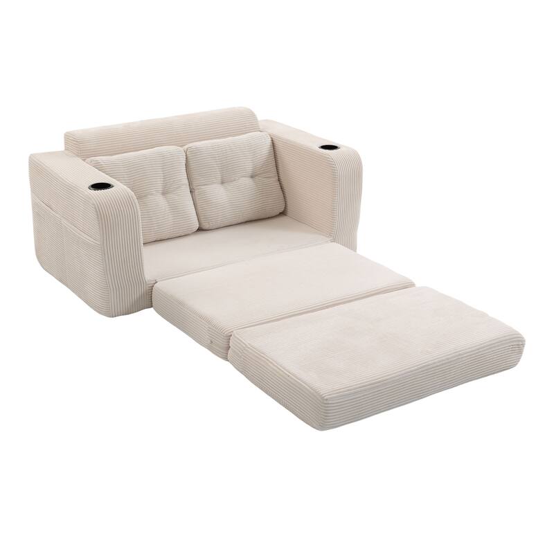 Convertible Sofa Bed, Expandable double Sofa Bed, 2 in 1 Convertible Sofa Bed, Fold Out Floor Couch with Pillows