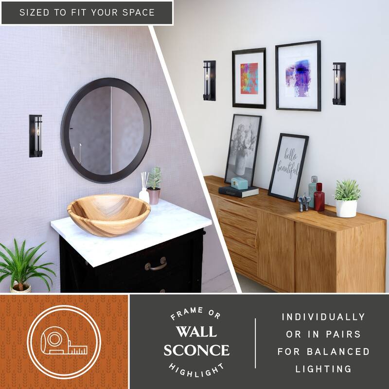 Bari 1 Light Contemporary Wall Sconce with Clear Cylinder Glass