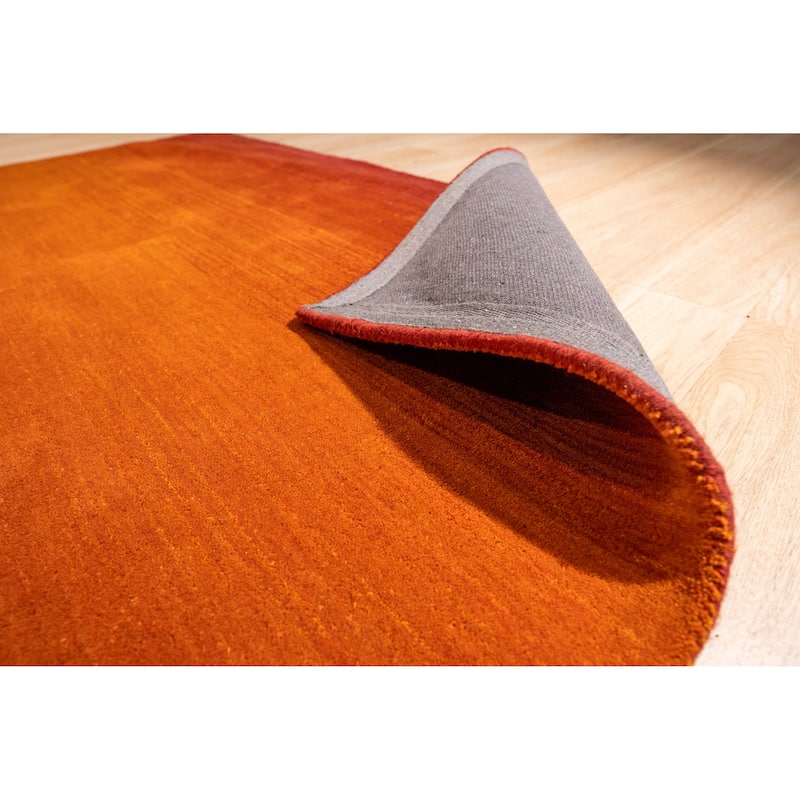 Home Decor EORC Handmade Wool Horizon Rug, Orange Vibrant & Stylish Area Rug for Adding Warmth and Modern Elegance to You