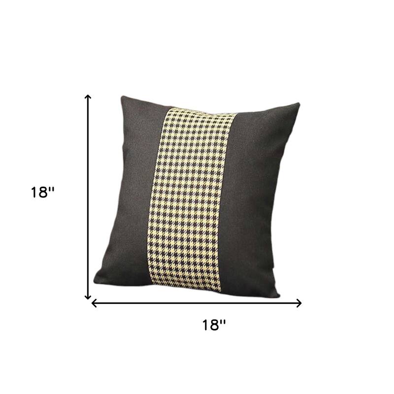 Set of Two 18" Black and Yellow Houndstooth Fabric Throw Pillows