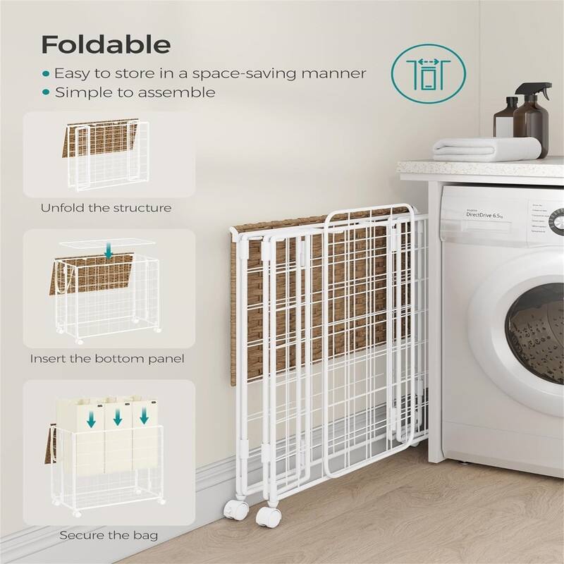 130L Laundry Basket with Lid - 26"L x 13"W x 25.6"H