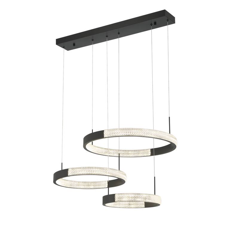 3-Light Statement Tiered LED Chandelier - 15.75'' H x 28.74'' W x 19.88'' D