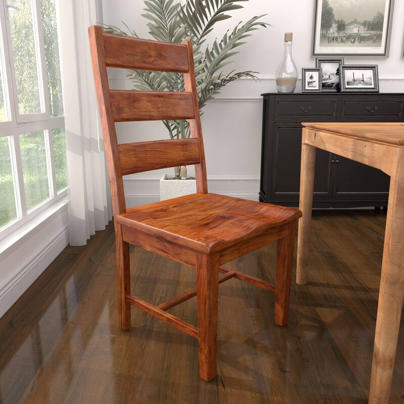 Brown Mango Wood Ladder Back Dining Chair (Set of 2)