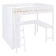 preview thumbnail 9 of 32, Full Size Loft Bed with Desk, Storage Shelves and 2 Sliding Doors, Multifunctional Kids Bed Frame with Ladder and Guardrail