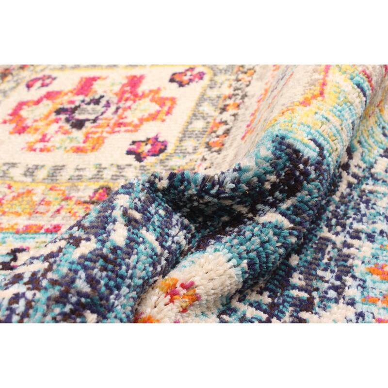 ECARPETGALLERY Machine Made Lotus Navy Area Rug