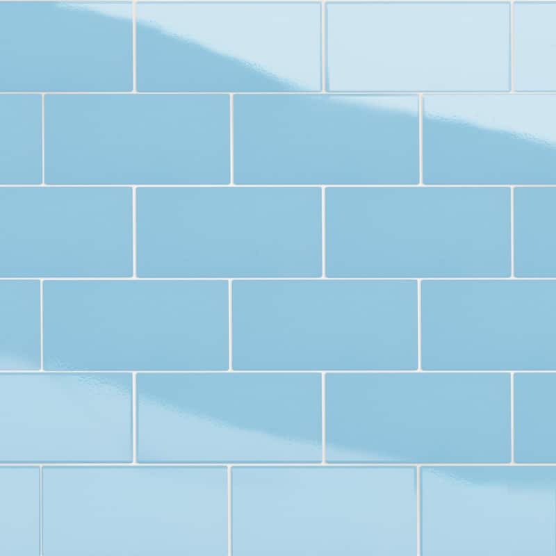 Merola Tile Piscina Brick Glossy Blue 4-3/4" x 9-5/8" Porcelain Floor and Wall Tile