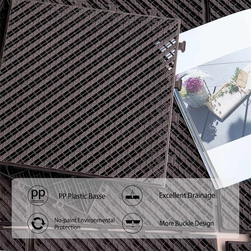 12"x12" Patio Square Composite Interlocking Decking Tiles (Pack of 27)