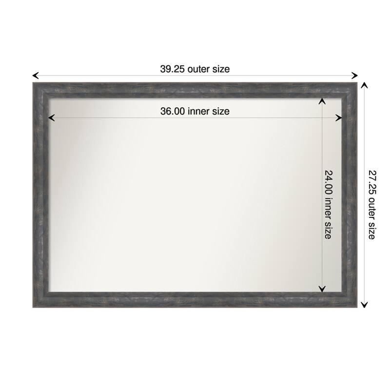 Angled Non-Beveled Wood Framed Bathroom Vanity Wall Mirror - Angled Metallic Rainbow - Glass Size 36x24