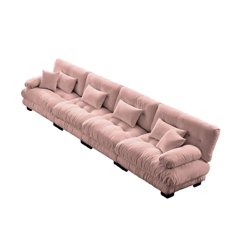 Roomfitters 4-Seater Modular Chenille Sofa, Deep Seat Cloud Couch with Round Bolster Armrests
