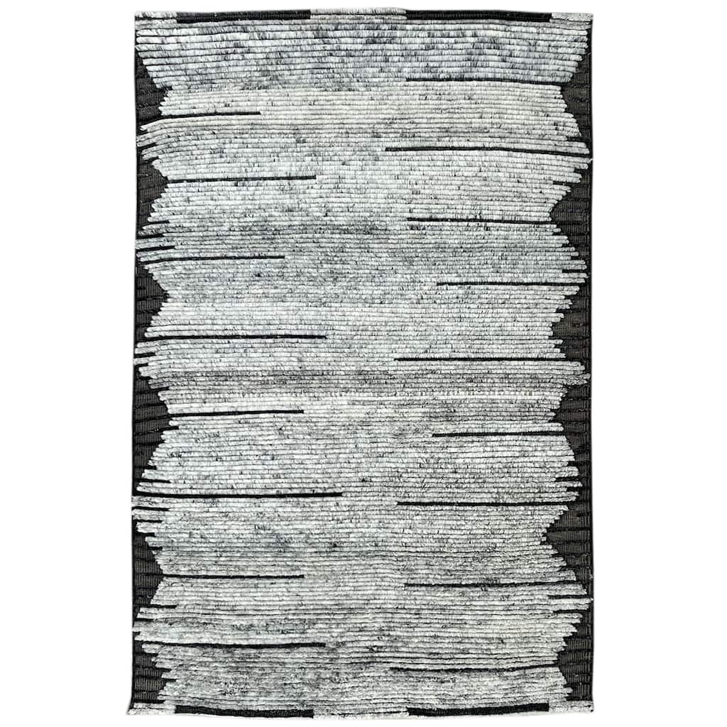 N.Gray Hand Knotted Wool Transitional Contemporary Rug, 8' x 10', soft stylish floor cover - L