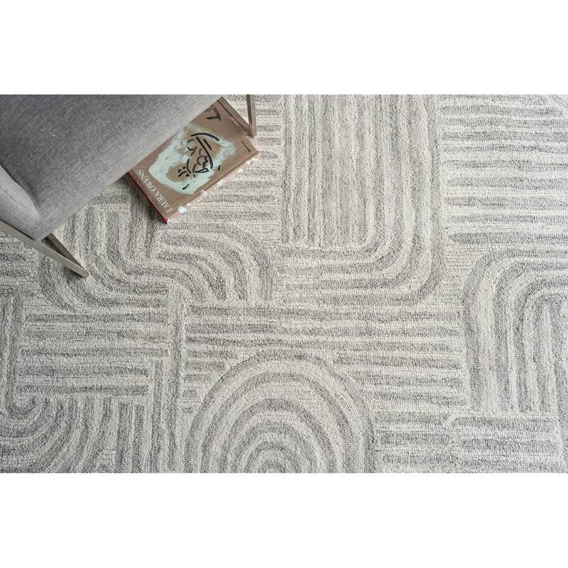 Exquisite Rugs Juno Handmade Hand-tufted New Zealand Wool on Canvas Gray/Ivory Area Rug