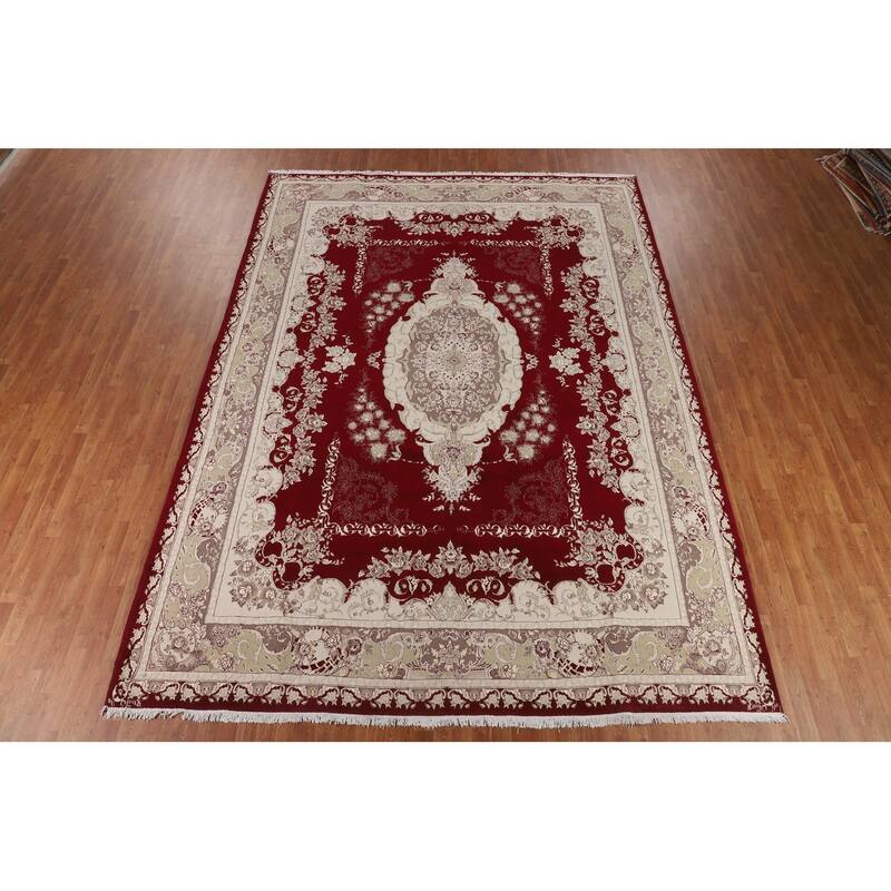 Victorian Style Tabriz Turkish Area Rug Medallion Machine Made Carpet - 9'9" x 13'5"